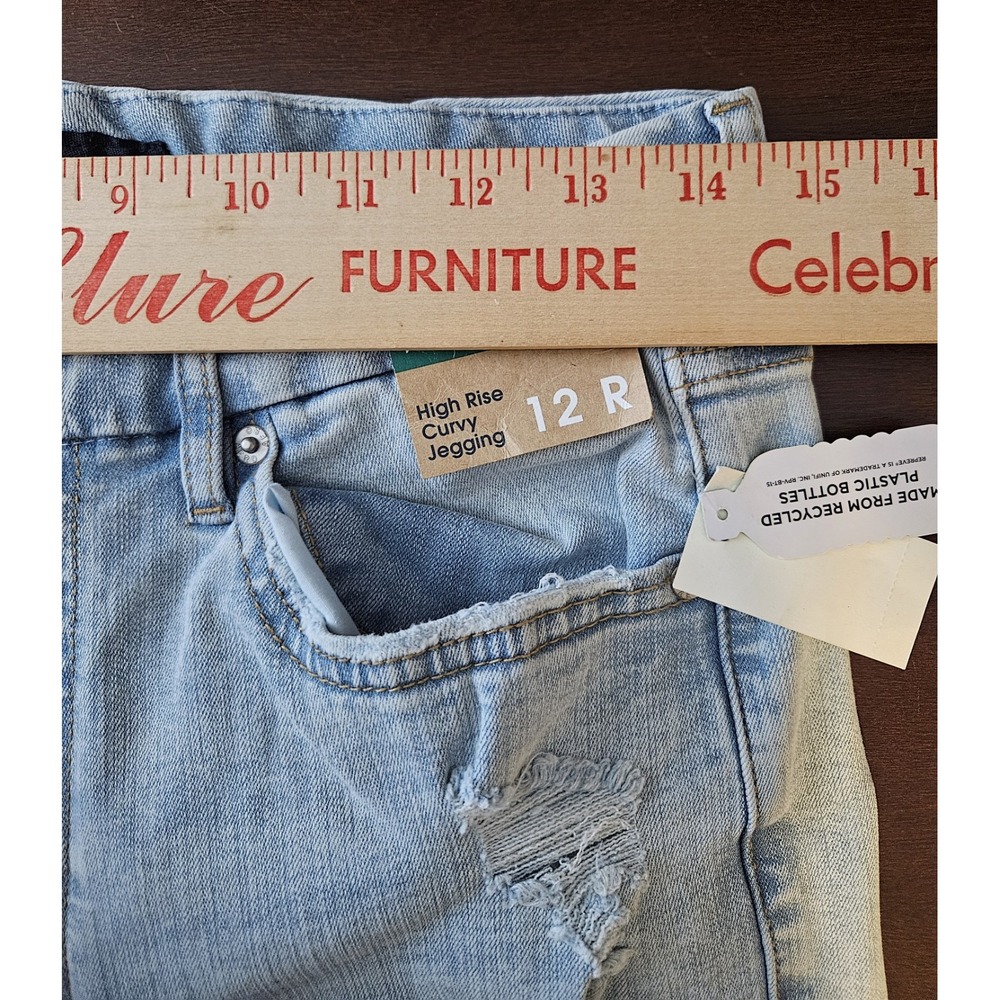 Aeropostale High Rise Curvy Jegging Jeans‎ Women's 12R Light Wash Distressed NWT - Picture 7 of 10